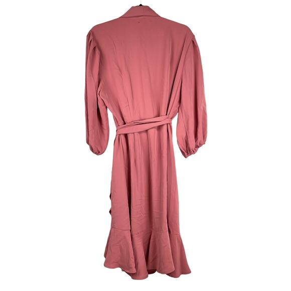 Standards & Practices NWOT Kylie Double Ruffles Wrap Dress Midi Size 2X Pink - Picture 5 of 11